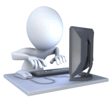 Personnage tape sur clavier